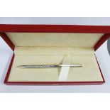 St Dupont silver plated ball point pen, boxed