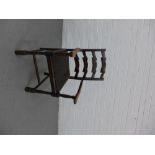 Dark oak / elm ladderback open armchair with upholstered seat, 92 x 55cm