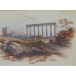 19th Century Scottish School, National Monument, Calton Hill, Watercolour, entitled although