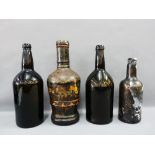 Collection of four antique glass bottles, tallest 33.5cm (4)