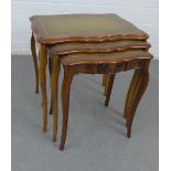 Mahogany nest of three tables, 60 x 62cm (3)