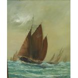J. Banks, Racing Yachts, Oil on Canvas, signed and dated '82, in a giltwood frame, 50 x 60cm