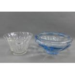 Whitefriars pale blue glass bowl and another, (2)