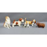 Collection of pottery and porcelain animal figures to include a Coalport beagle, etc (6)