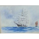 Peter Knox, Southbound off Holy Island, Watercolour, signed, in a glazed and giltwood frame, 52 x