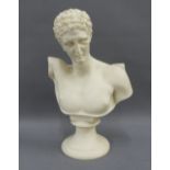 Faux stoneware head and shoulders bust of a Roman / Greek figure, 23cm high