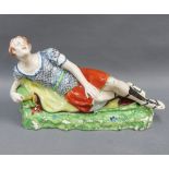 Early 19th century pearlware figure of Mark Anthony, 29cm long