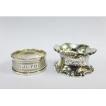 Edwardian silver napkin ring, Chester 1905 and another (2)