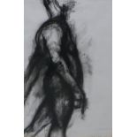 Maria Webster, Nude, black chalk drawing, signed and dated 2001, in a glazed frame, 54 x 80cm