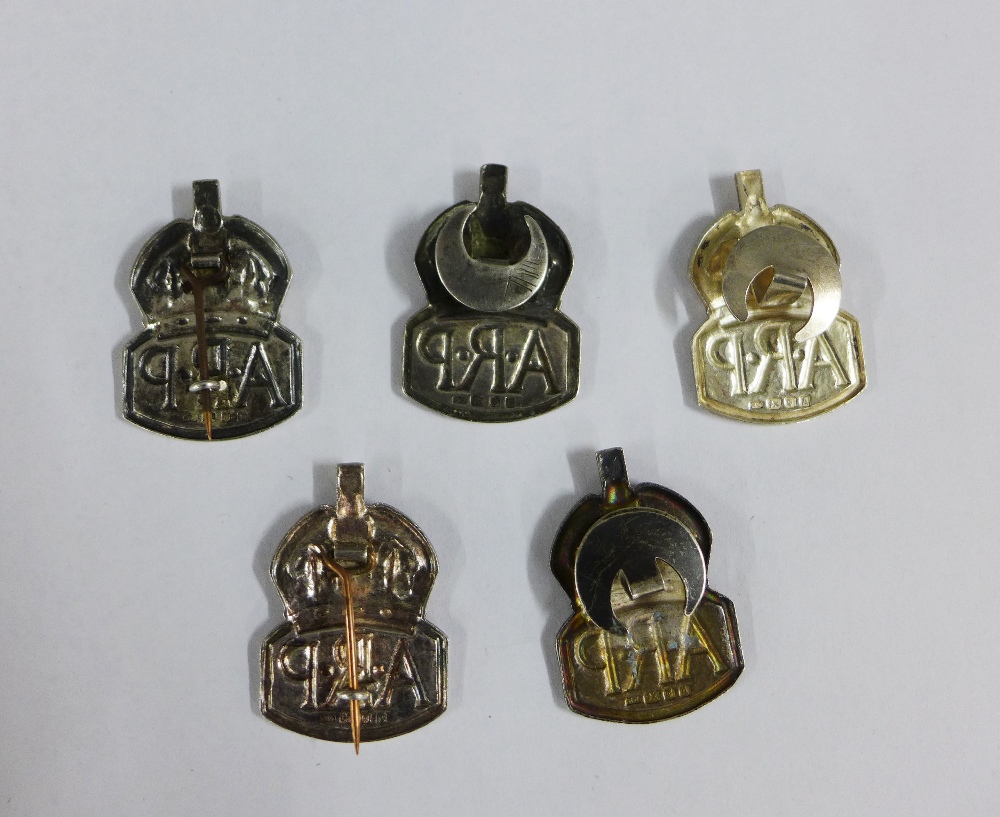 Five hallmarked silver WWII ARP badges, (5) - Image 2 of 2