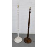 Mahogany standard lamp and another white painted standard lamp, tallest 145cm (2)