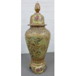 Large floor standing chinoiserie stand with a domed cover and matching stand, 112cm high excluding