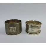 Two early 20th century silver napkin rings 92)