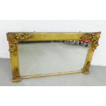 Giltwood overmantle mirror with acanthus leaves and a rectangular plate, 68 x 118cm