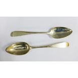 Pair of Georgian Scottish silver tablespoons, Edinburgh 1788, likely Thomas Drydale, 23cm long (2)