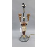 Spelter candelabra table lamp base, 40cm high