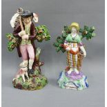 Two Staffordshire bocage figures to include Water and the Lost Sheep, some damages and