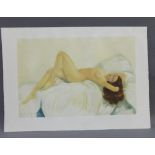 Ferdinand Barbier, female nude, watercolour, unframed, 50 x 35cm