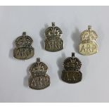 Five hallmarked silver WWII ARP badges, (5)