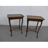 A pair of late 19th century coromandel side tables, likely French, with a pierced brass gallery to
