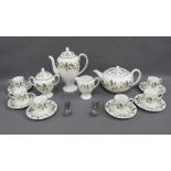Wedgwood Beaconsfield pattern coffee set together with set of six stainless steel coffee spoons, (