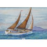 T.S Halliday, Goatfell on the Port Bow, Watercolour, signed, in a glazed and giltwood frame, 68 x