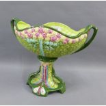 Eichwald German Art Nouveau comport, with stylised flowers and handles to side, 26cm high