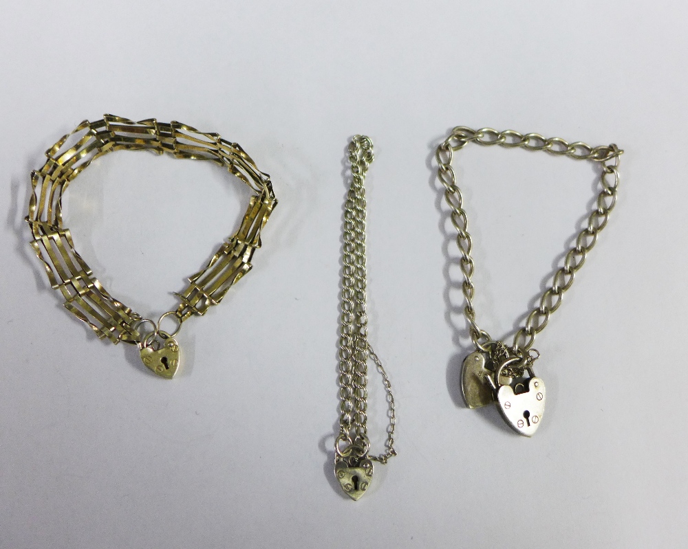 Three silver gate link bracelets (3)