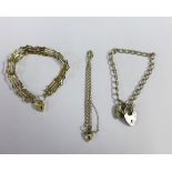 Three silver gate link bracelets (3)