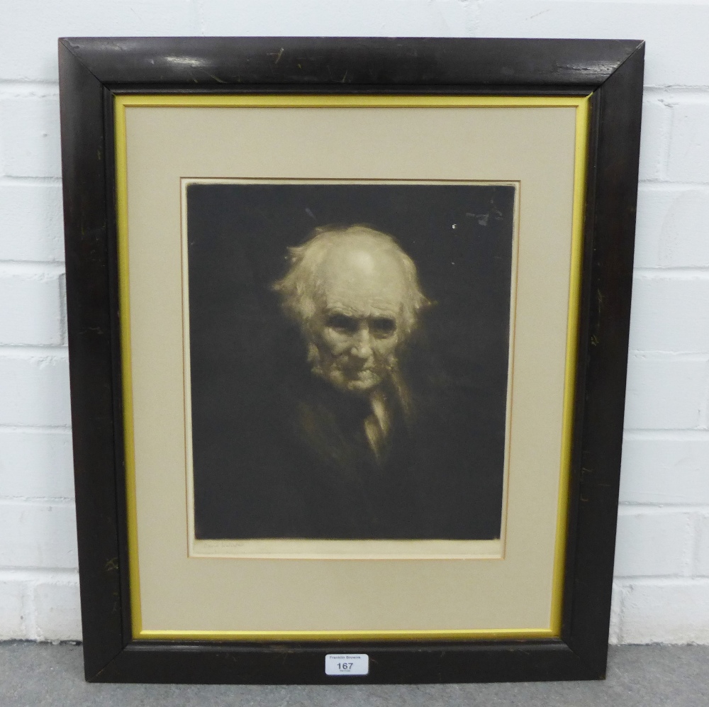 David Waterson, (RE 1870 - 1954) Centenarian, Mezzotint, signed in pencil, 228 x 38cm - Image 2 of 3