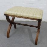 X framed stool with slip in upholstered top, 48 x 52cm