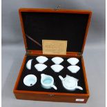 Celadon glazed teaset, boxed.