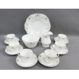 19th century white glazed teaset with small blue flower pattern (a lot)