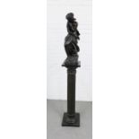 After Moreau, a bronze patinated metal female nude figure, on a corinthian column pedestal base,