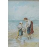 Miles Birkett Foster, RSW (1825 - 1899) The Young Fisher Girls, watercolour, signed with a monogram,