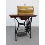 Vintage sewing machine on a Vickers treadle base, 80 x 79cm