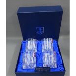 Set of four Edinburgh Crystal whisky tumblers all etched with a different animal pattern, boxed (4)