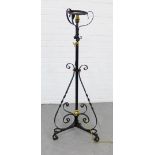 Black wrought iron standard lamp, 124cm high