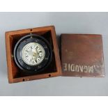 Ships compass, housed in a pine box, 12cm