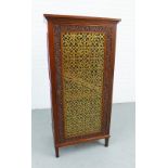 Mahogany cabinet with a glazed door with fretwork, 146 x 70cm