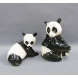 Two Russian pottery panda bear figures, tallest 13cm (2)