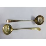 Pair of Georgian Scottish silver toddy ladles, Alexander Henderson, Edinburgh 1795, 16cm long (2)