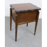 Early to mid 20th century oak sewing table with card table swivel top, 63 x 47cm