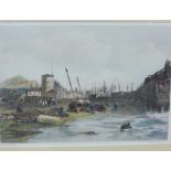 The Back of Old Leith Pier, after Clarkson Stanfield, a reproduction coloured print, in a glazed