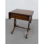 Drop leaf table with a single drawer, 54 x 38cm