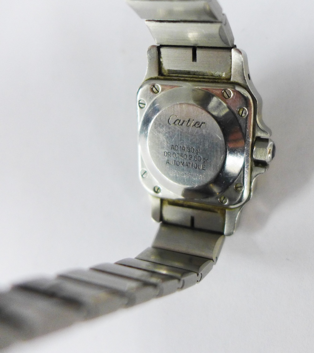 Ladies Cartier Santos wrist watch, with diamond set case, Roman numerals with secret signature at - Image 3 of 3