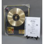 Dream Theatre, Images & Words, limited edition gold disc, No. 3/50, in a glazed frame