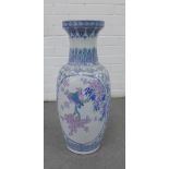 Floor standing blue and white baluster vase, 63cm high