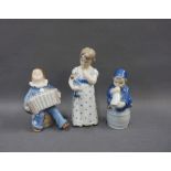 Three Royal Copenhagen blue glazed child figures, tallest 15cm (3)