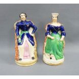 Pair of 19th century Staffordshire Queen Victoria and Prince Albert pastille burners, 16cm high 92)